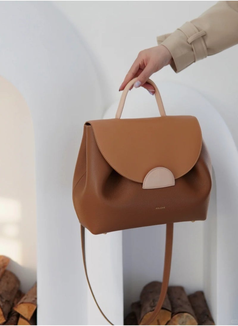 NIBEMINENT - Polene Smile Bag - French Minimalist Design, Genuine Leather, Chic Everyday Tote for Women - Image 1