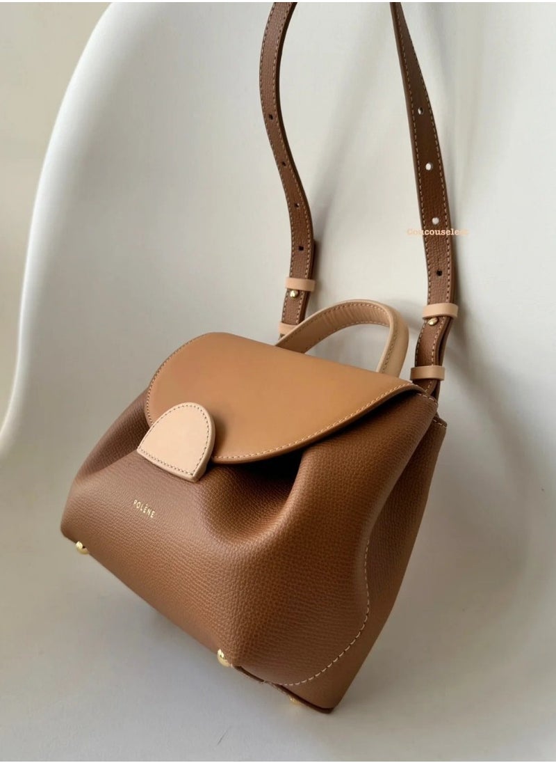 NIBEMINENT - Polene Smile Bag - French Minimalist Design, Genuine Leather, Chic Everyday Tote for Women - Image 1