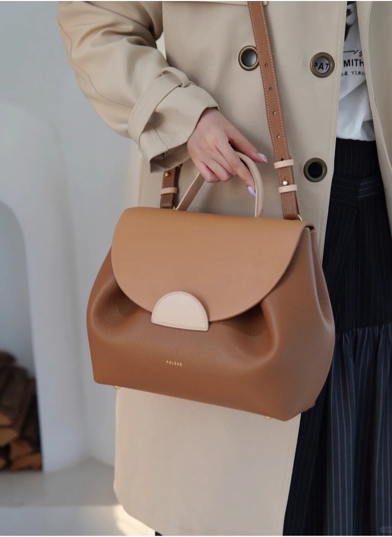 NIBEMINENT - Polene Smile Bag - French Minimalist Design, Genuine Leather, Chic Everyday Tote for Women - Image 1