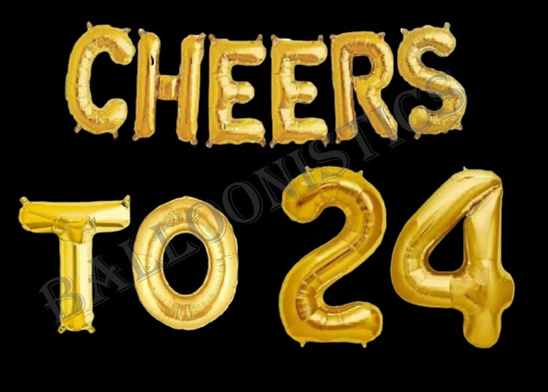 Balloonistics Cheers to Twenty Four Foil Balloon Combo Number 24 Foil Balloon for Birthday and Anniversary - Image 2