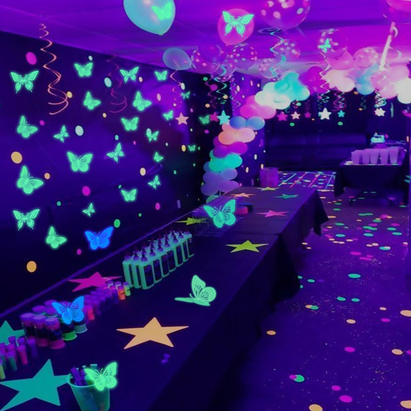 SAOROPEB Glow in The Dark 3D Butterfly 24 Pcs 3 Sizes  Luminous Butterfly Stickers for Ceiling or Wall  Glow in The Dark Party Supplies  Removable Luminous Stickers for Kids Babys Nursery (Green) - Image 3