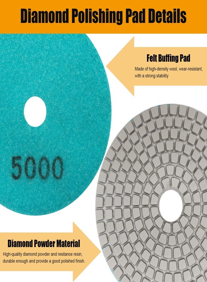 COITEK 13 Packs 4 Inch Diamond Polishing Pads with Backer Pad, COITEK Wet/Dry Polish Pad Kit for Drill Grinder Polisher 50-8000 Grit Pads for Granite Marble Concrete Polishing - Image 3