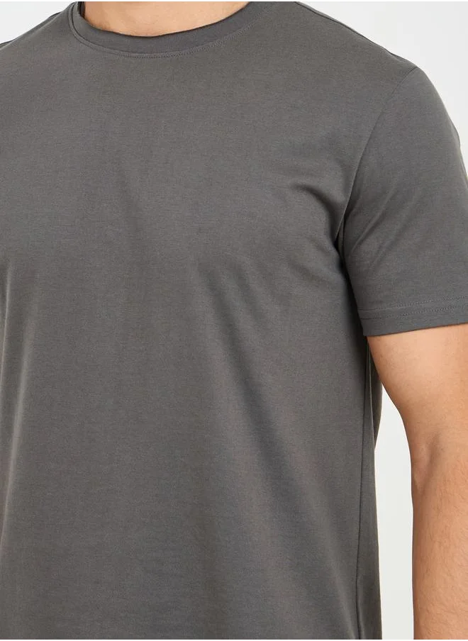 ستايلي Raw Edge Crew Neck Regular Fit T-Shirt