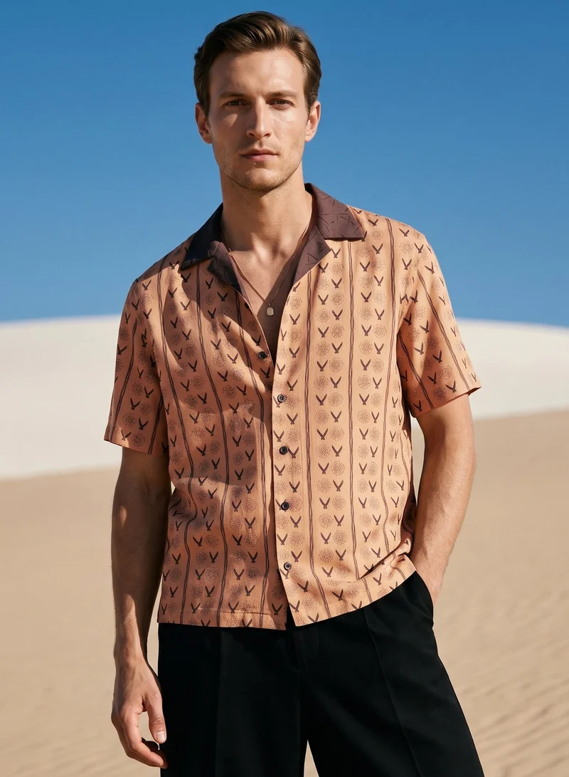Tezhhomayaa Shower Of Forms Half Sleeve Cuban Collar Shirt – Ornamental Print