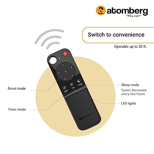 atomberg Renesa Enzel 1200mm BLDC Ceiling Fan with Remote | 5 star | Advance Air+ Technology | LED Speed Indicator | Low Noise | Sleek Design | Power Saving | 3 Year Warranty | Gloss Black - Image 4