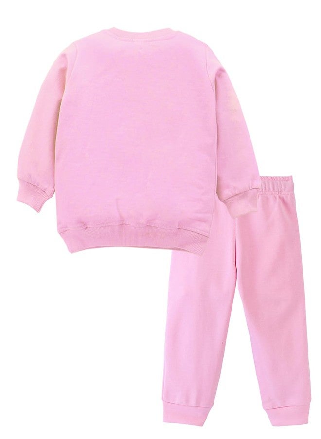 Kuchipoo Baby Girl Winterwear Sweatshirt and Trackpant Set (KUC-PSUT-121, 12-18 Months, Pink) - Image 2