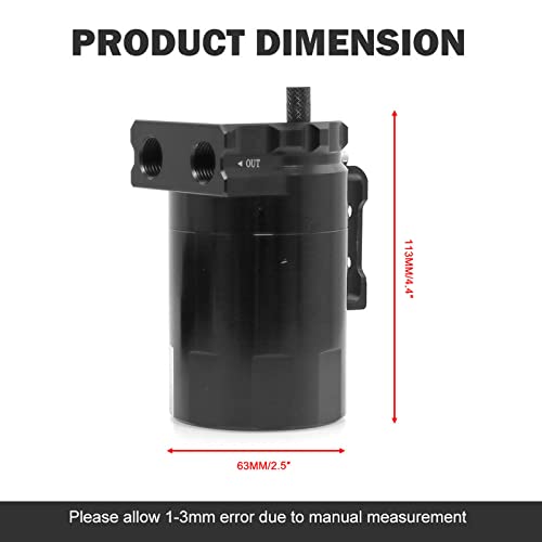 RYANSTAR RACING Ryanstar Oil Catch Can Kit Oil Separator Reservoir Tank Baffled Compatible with Ford F150 2.7EB 3.5EB 5.0L Passenger Side 2011-2021，Raptor 3.5L Ecoboost 2017-2021, Expedition 3.5L EcoBoost 2018-2021 - Image 2
