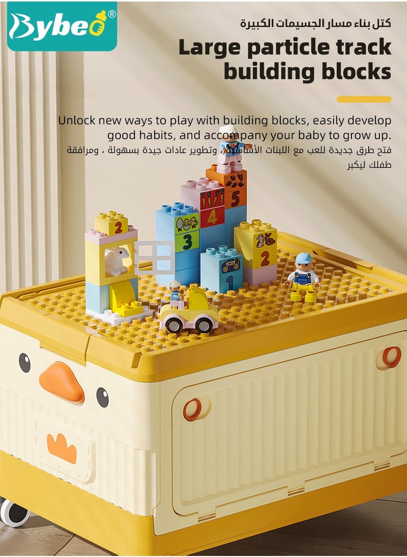 Bybeo Baby Toy Storage Box With Wheels and Building Block Lid, Children Toys and Cloth Storage Bin, Organizer, Basket, Trunk for Kids Boys and Girls, Toddlers and Baby Nursery Room  - Image 3