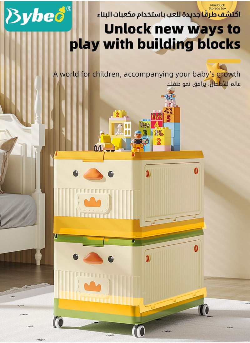 Bybeo Baby Toy Storage Box With Wheels and Building Block Lid, Children Toys and Cloth Storage Bin, Organizer, Basket, Trunk for Kids Boys and Girls, Toddlers and Baby Nursery Room  - Image 2