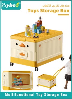 Bybeo Baby Toy Storage Box With Wheels and Building Block Lid, Children Toys and Cloth Storage Bin, Organizer, Basket, Trunk for Kids Boys and Girls, Toddlers and Baby Nursery Room  - Image 1