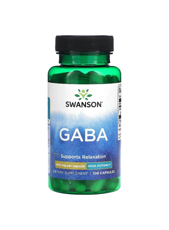 SWANSON سوانسون، غابا، قوة عالية، 500 ملغ، 100 كبسولة - Image 1