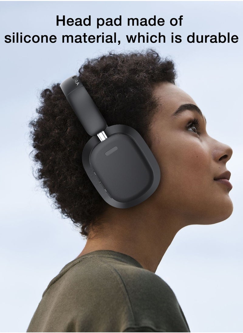 1Hora Over-Ear Wireless Headphone with 100hrs of  Playback , Lightweight Foam Ear Cups Noise Reduction Foldable Design and Rotatable Bluetooth 5.3 Ideal for Travel, Work, Gamimg, TV AUT250 - Black  - Image 2