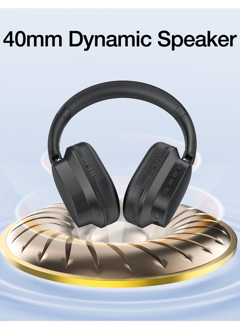1Hora Over-Ear Wireless Headphone with 100hrs of  Playback , Lightweight Foam Ear Cups Noise Reduction Foldable Design and Rotatable Bluetooth 5.3 Ideal for Travel, Work, Gamimg, TV AUT250 - Black  - Image 5
