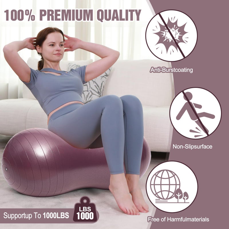 INPANY Peanut Ball - Anti Burst Exercise Ball for Labor Birthing, Physical Therapy for Kids, Core Strength, Home & Gym Fintness (Include Pump) Rose Gold - Image 3