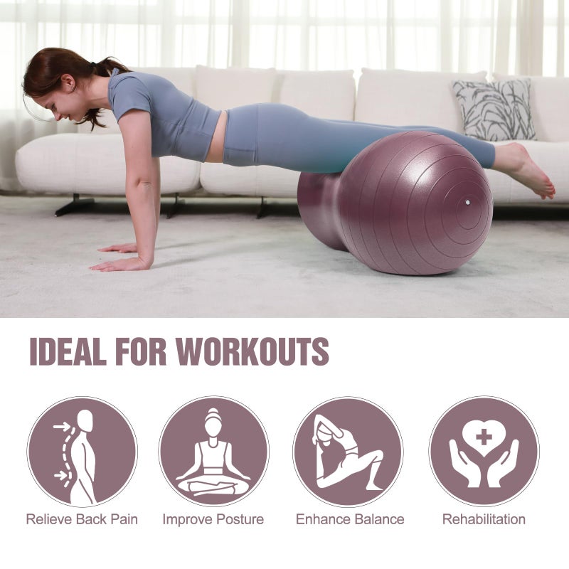 INPANY Peanut Ball - Anti Burst Exercise Ball for Labor Birthing, Physical Therapy for Kids, Core Strength, Home & Gym Fintness (Include Pump) Rose Gold - Image 5