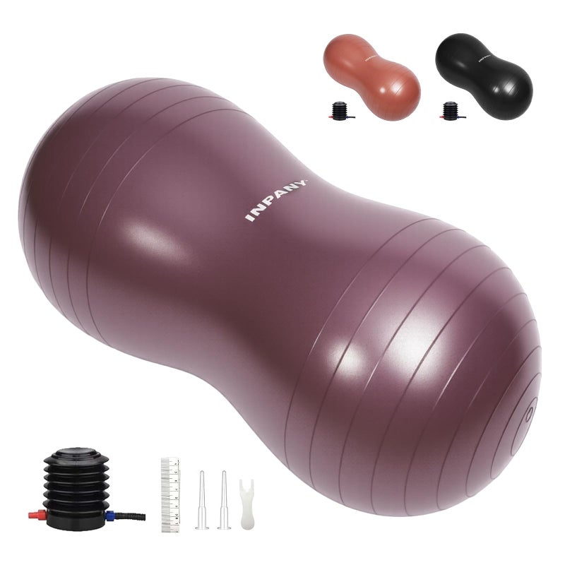 INPANY Peanut Ball - Anti Burst Exercise Ball for Labor Birthing, Physical Therapy for Kids, Core Strength, Home & Gym Fintness (Include Pump) Rose Gold - Image 1