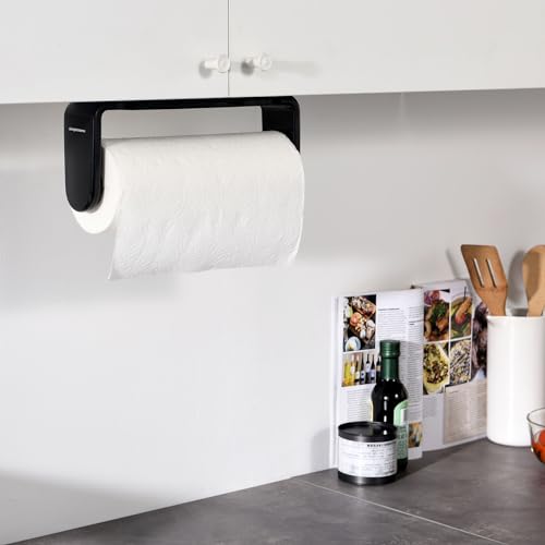 simpletome Paper Towel Holder ONE Hand Tear Adaptive Tension Arm Adjustable Length 9.4-11inch/24-28cm (Black) - Image 2