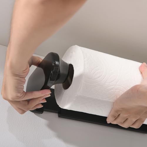 simpletome Paper Towel Holder ONE Hand Tear Adaptive Tension Arm Adjustable Length 9.4-11inch/24-28cm (Black) - Image 5