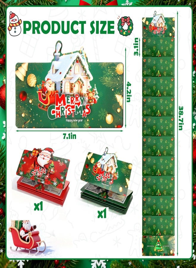 AIERSA 2Pcs Christmas Money Holders for Cash, Foldable Christmas Cash Gift Envelopes 10 Slots, Unique Multiple Checks Gift Card Book - Image 2