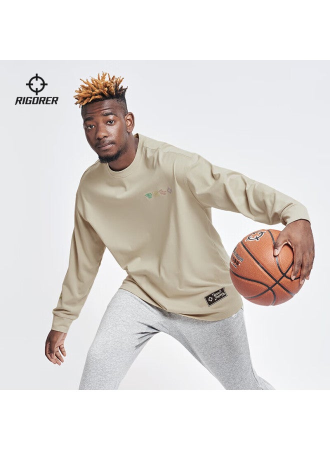 Rigorer Crew Neck Long Sleeve T-shirt  Basketball Sports Training Fashion Embroidered Casual Pullover Sweatshirt - Image 1