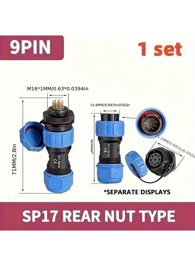 9 Pin Welding Cable Connector Heavy Duty Industrial Wire Terminal Blue Black - Image 1