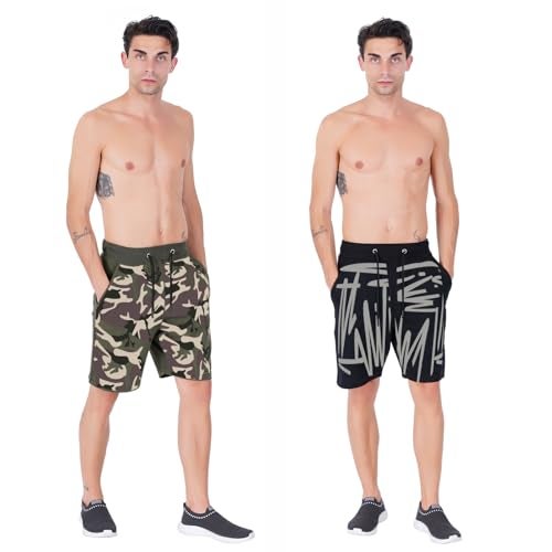 hotfits Men’s Printed Cotton Shorts – Pack of 2 | Comfortable Casual Shorts for Gym, Workout, Running & Lounge | Elastic Waist, Deep Pockets, Breathable Summer Wear - Image 5