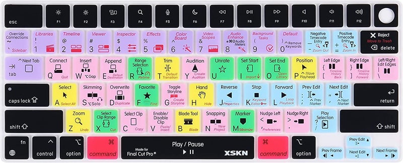 XSKN Final Cut Pro Shortcuts Keyboard Cover Skin for 2022 MacBook Air 13.6" 15.3" A2681 A3113 A2941 A3114 MacBook Pro 14.2" 16.2" with Touch ID A2442 A2779 A2918 A2992 A2485 A2780 A2991 US Layout - Image 1