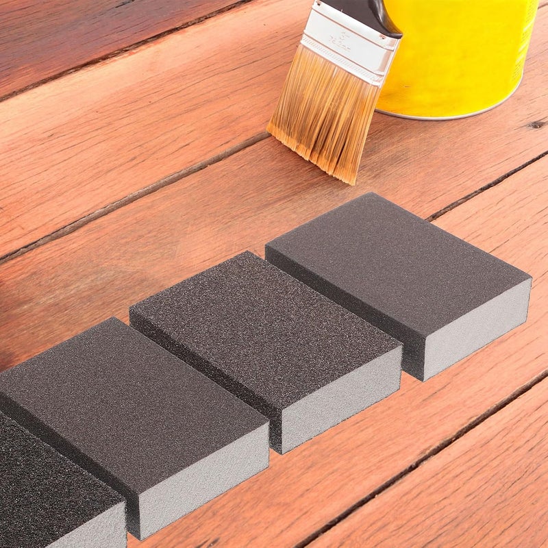4pcs Elastic Sanding Sponge Blocks Manual Sanding Tool High-Density Polishing Sponge Set with 80, 120, 240, 500 Grits for Woodworking and Furniture Finishing - Image 5