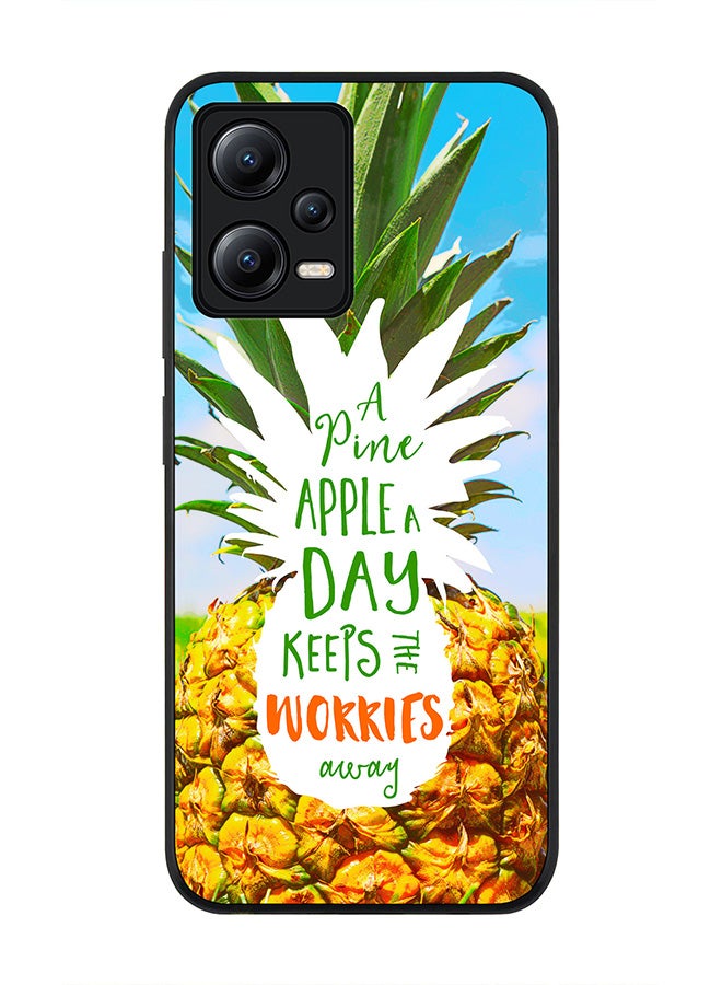 Stylizedd Rugged Black edge case for Poco X5 / Redmi Note 12 5G Slim fit Soft Case Flexible Rubber Edges Anti Drop TPU Gel Thin Cover - Pineapple A Day - Image 1
