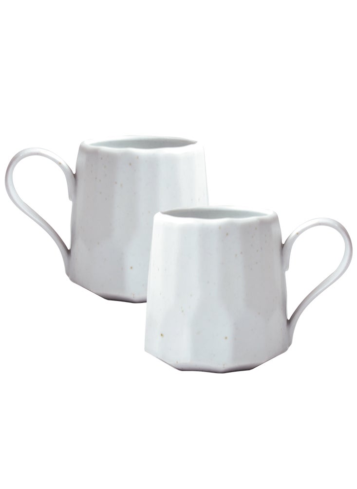 Perfii Set of 2 Handmade 260ml Ceramic Coffee Mug Cups with Large Handle for Coffee and Tea  - Image 1