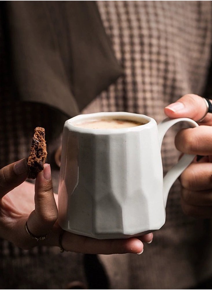 Perfii Set of 2 Handmade 260ml Ceramic Coffee Mug Cups with Large Handle for Coffee and Tea  - Image 4