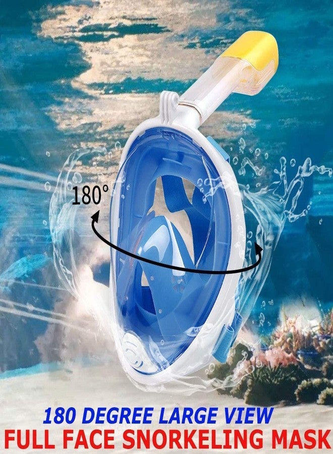Olpad Full Face Snorkel Mask - Snorkeling Gear for Adults - Diving Mask Snorkel Set - 180 Degree Panoramic View - Dry Top System - Anti Leak and Anti Fog [Blue S/M] - Image 2