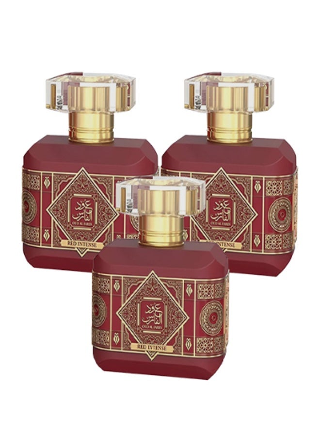Al Fares 3 Pieces Oud Al Fares Red Intense Perfume For Women 100ml EDP - Image 1
