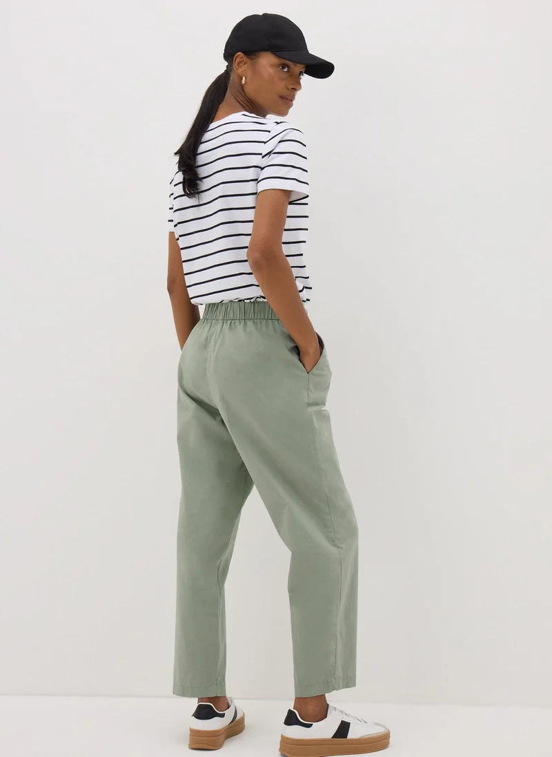 Matalan Sage Green Cotton Tapered Trousers