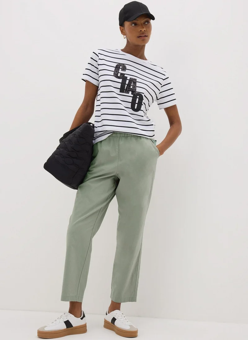 Matalan Sage Green Cotton Tapered Trousers