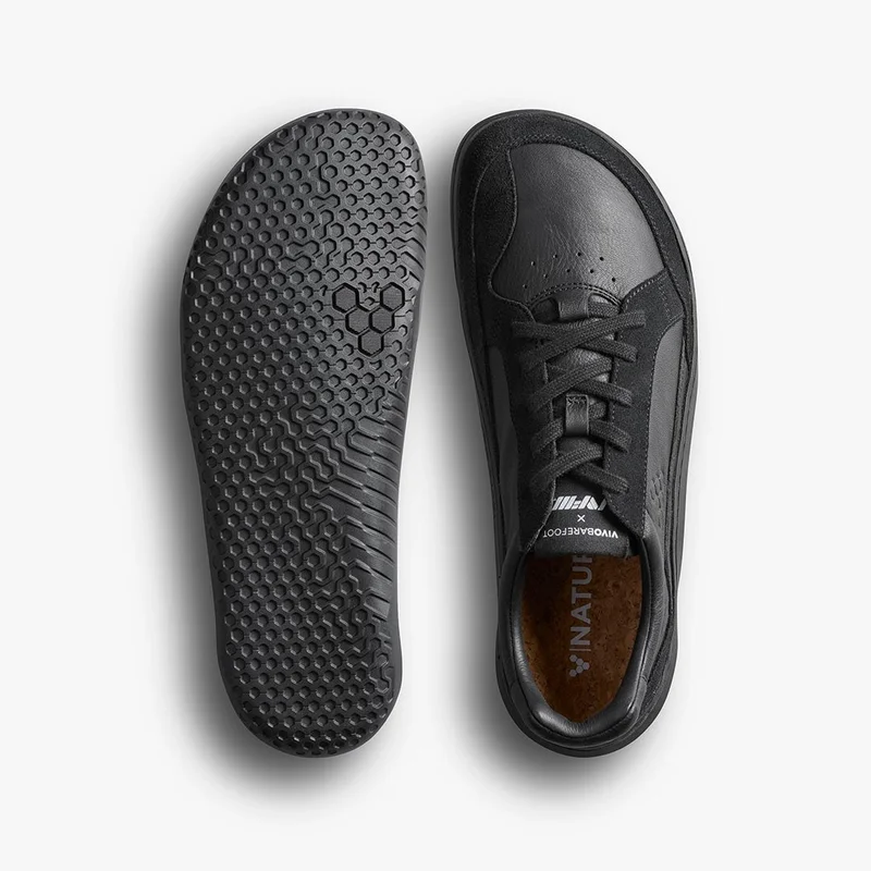 Vivobarefoot Gobi II Sneaker Premium Leather Casual Shoe Triple Obsidian