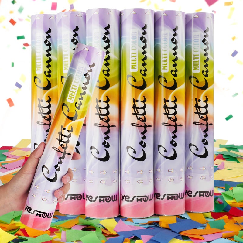 YESHOW Confetti Cannon Party Poppers Biodegradable Shooters 6 Pack YESHOW Multicolor Confetti Blaster for Birthday Graduation Wedding Christmas New Years Eve Valentines Day - Image 4