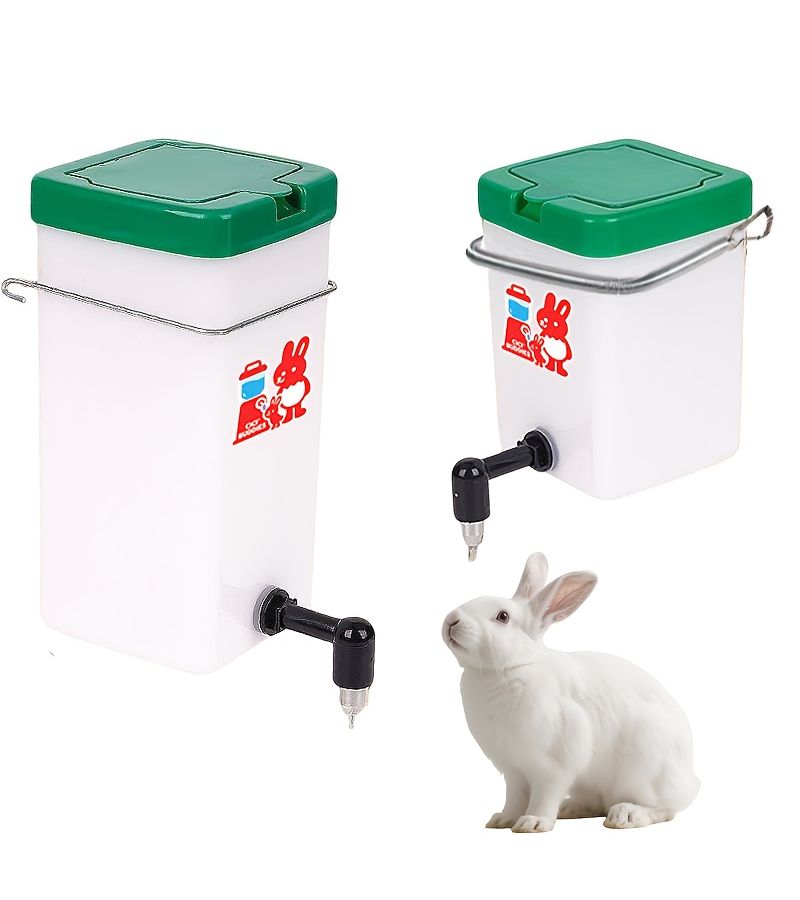 Rabbit Water Bottle Automatic Release Stainless Steel Nozzle 20.29 Oz Cage Hanging Dual Installation Sticker Design Suitable For Rabbits And Guinea Pigs - Image 5