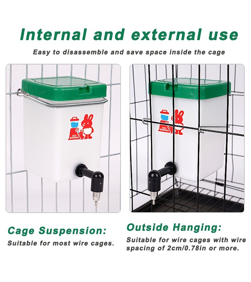 Rabbit Water Bottle Automatic Release Stainless Steel Nozzle 20.29 Oz Cage Hanging Dual Installation Sticker Design Suitable For Rabbits And Guinea Pigs - Image 4