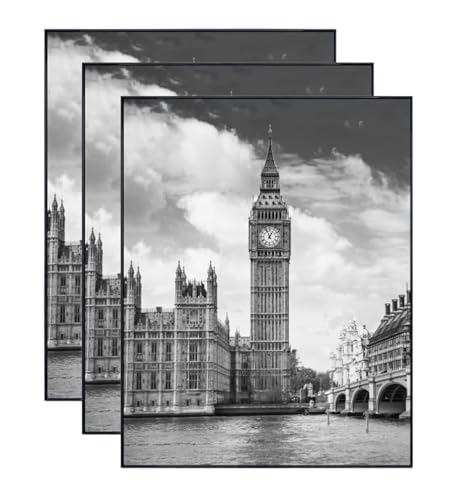 GOmaize Front Loading Black Picture Frame 11x14 Set of 3 Wall and Table Mounting