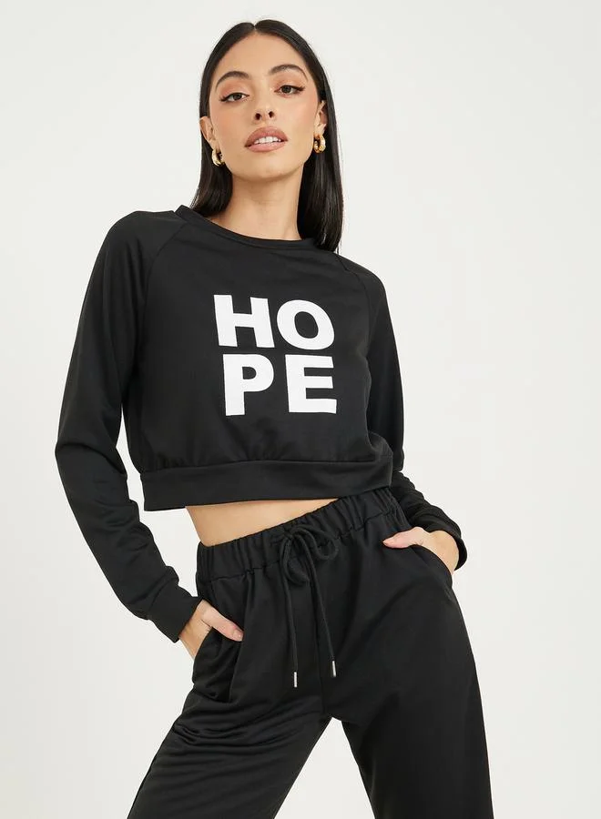 Styli Printed Crop Top & Joggers Co-Ord