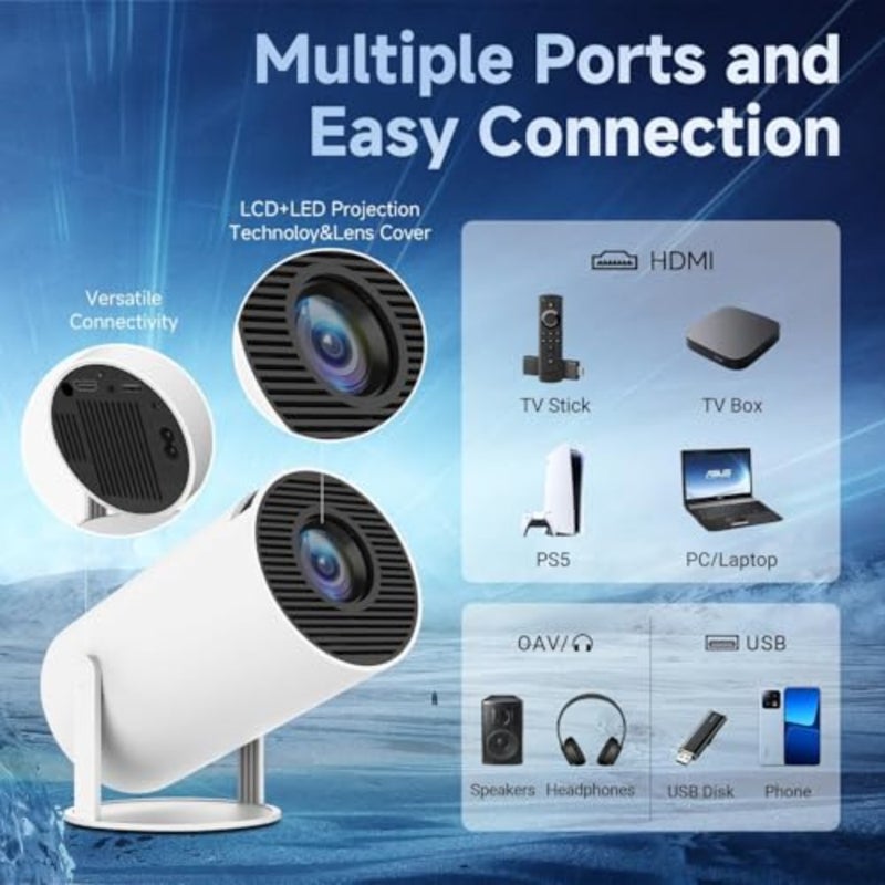 Mini 4K Projector Portable Android 11, 1080P FHD Support, WiFi 6 and Bluetooth 5.0, 130 Inch Display, Smart Home Cinema Projector for Movies and Gaming - Image 2