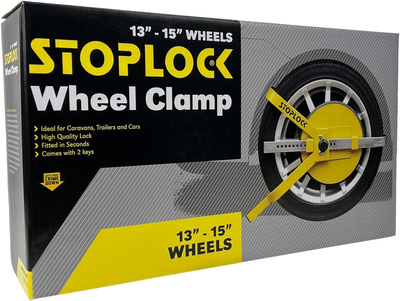 Stoplock Wheel Clamp HG 400-00 - Anti-Theft Lock for Small-Wheeled Cars, Caravans, and Trailers (13" to 15" Wheels) - Yellow - Image 2