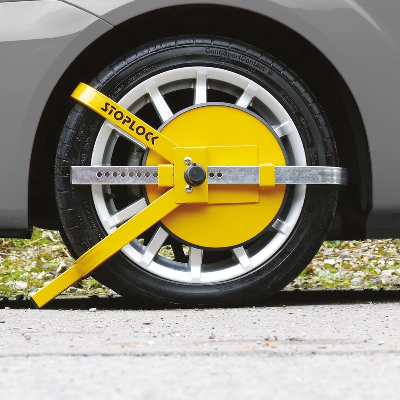 Stoplock Wheel Clamp HG 400-00 - Anti-Theft Lock for Small-Wheeled Cars, Caravans, and Trailers (13" to 15" Wheels) - Yellow - Image 3
