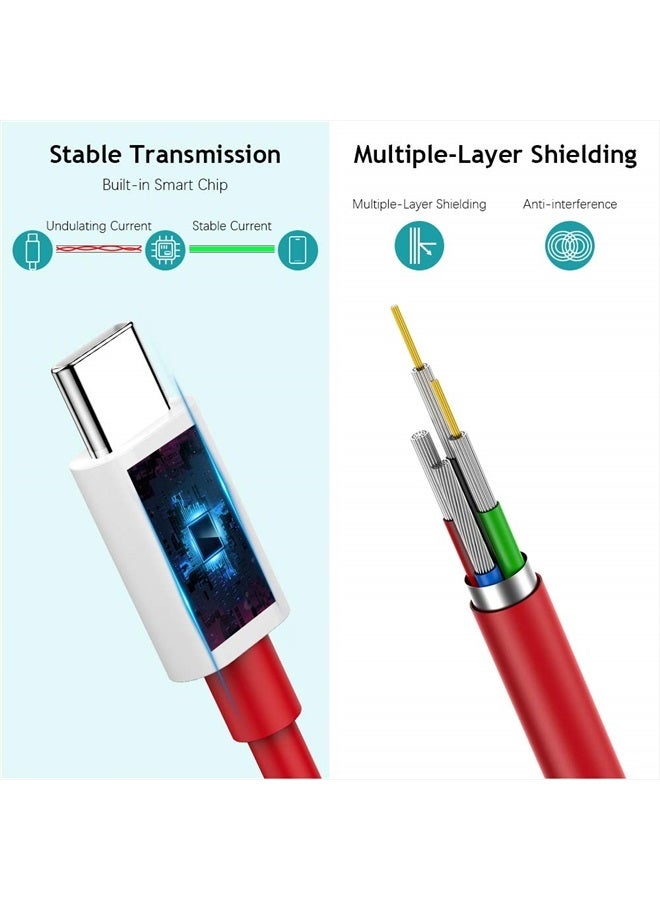 COOYA OnePlus 8T 9 Pro 10T Charging Cable Warp Charge 65W, COOYA USB C to USB C Cable for MacBook Air MacBook Pro 2020,6FT 2-Pack Super Fast Charging Cord for Samsung Galaxy S23 Ultra S22 S20 FE S21 Note 20 - Image 3