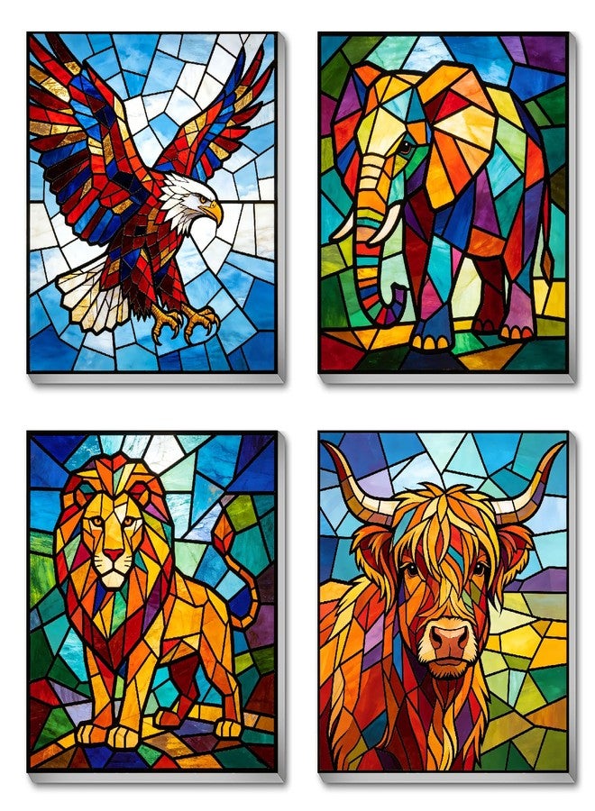 Mrnsiet 4 Pack Frame Paint by Numbers Kit for Kids, Easy Colorful Animals Paint by Number Kits for Beginner Ages 8-12, Animal DIY Painting by Number on Canvas for Children 8x8 Inch - Image 1