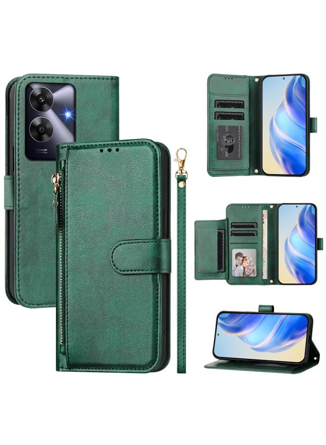 The Bros Case For Realme Note 60 4G Global / C61 India Multi-Card Slots Zipper Wallet Leather Phone Case 