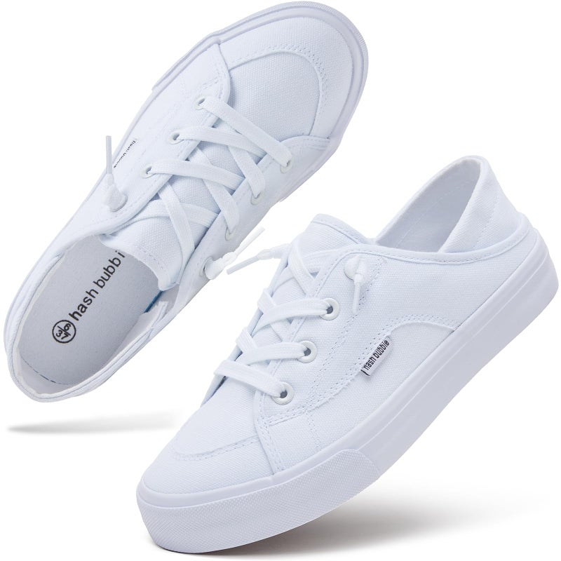 hash bubbie Women's Canvas Shoes Fashion Canvas Sneakers for Women Casual Low Top Walking Shoesï¼ˆWhite.US7ï¼‰ - Image 1