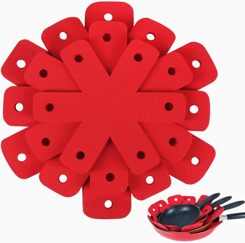 BYKITCHEN Pot Pan Protectors, Larger & Thicker Stacking Pot Protectors, Set of 8 and 4 Different Sizes, Pan Separator Pads for Stacking and Protecting Your Cookware(10/12/14/16inch) - Image 1