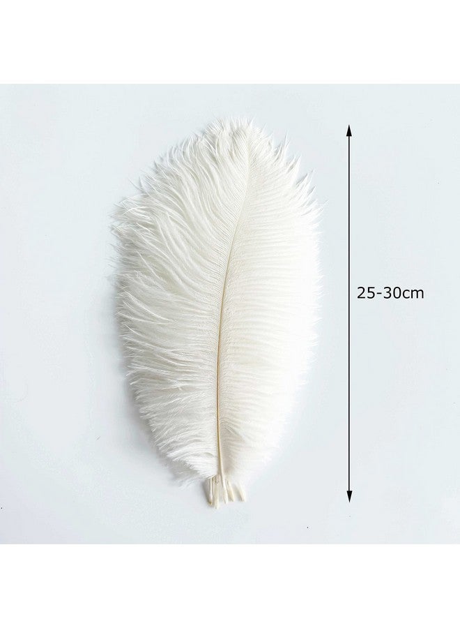 Piokio 20Pcs Natural White Ostrich Feathers 10-12 Inch (25-30Cm) Bulk Feathers Forhome Decoration And Diy Clothes Decoration, Gatsby Decorations - Image 2